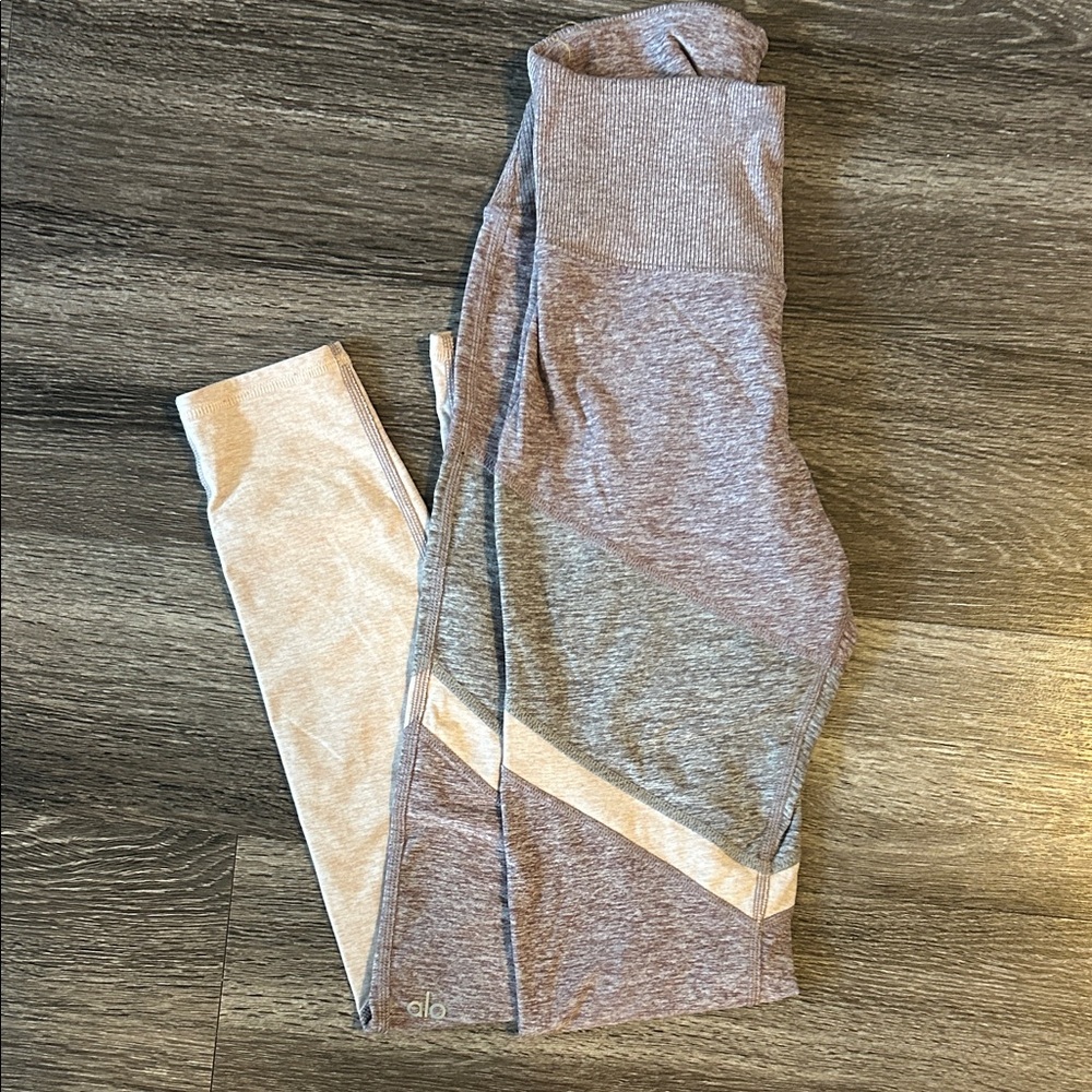ALO Yoga Tan and Gray Leggings